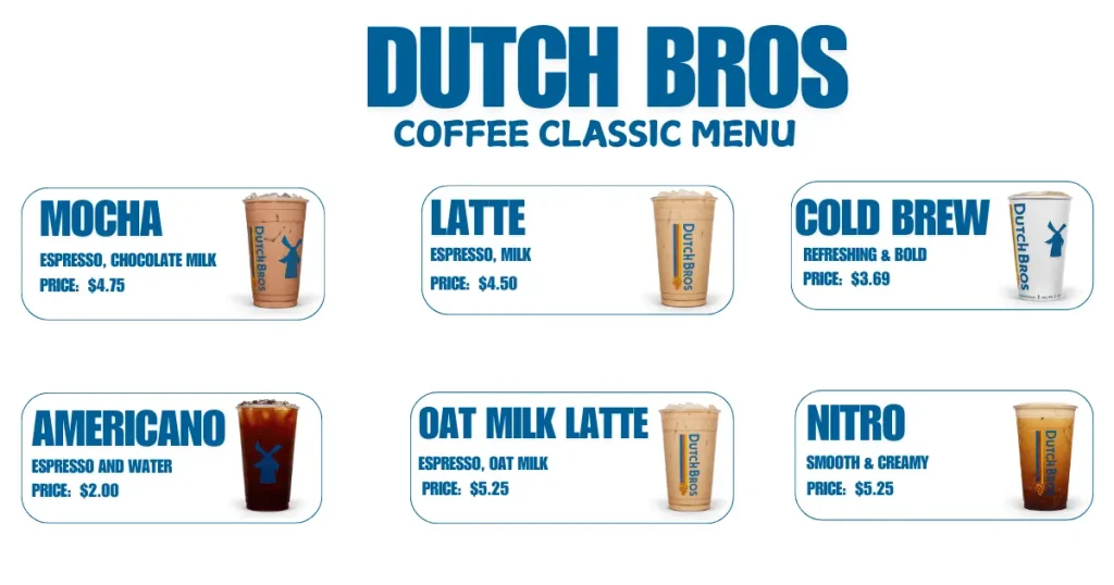 Dutch Bros Coffee Classic Menu with Prices &  Nutrition Information 1 Dutch Bros Coffee Classic Menu with Prices